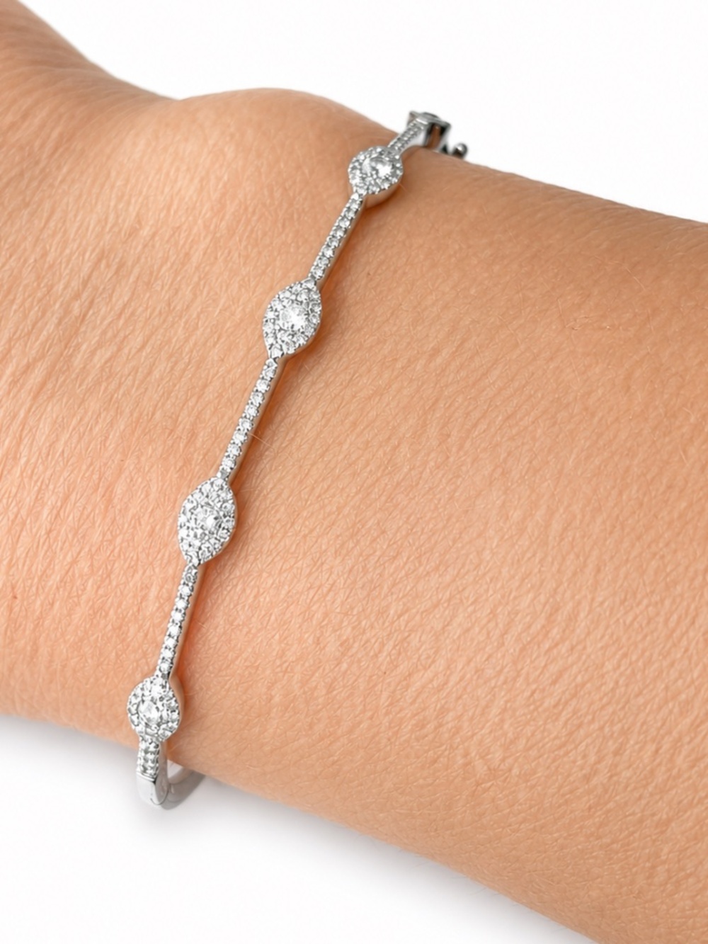 XIV Karats Beverly Hills 14K White Gold Diamond Bangle - Picture 3 of 11